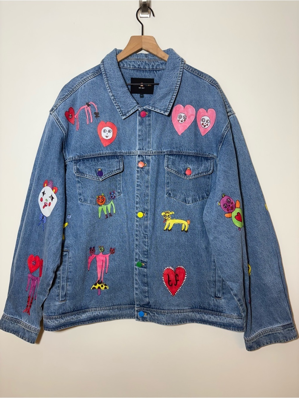 Teddy Fresh Kat Rose all my friends Unisex Denim Jacket, Size 3XL New